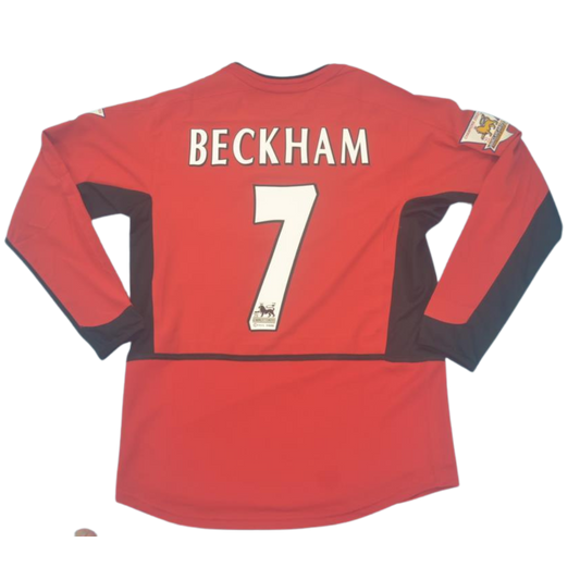 Camisa Manchester United Manga Longa 02/03 - Versão Retrô "Beckham" Nº 7