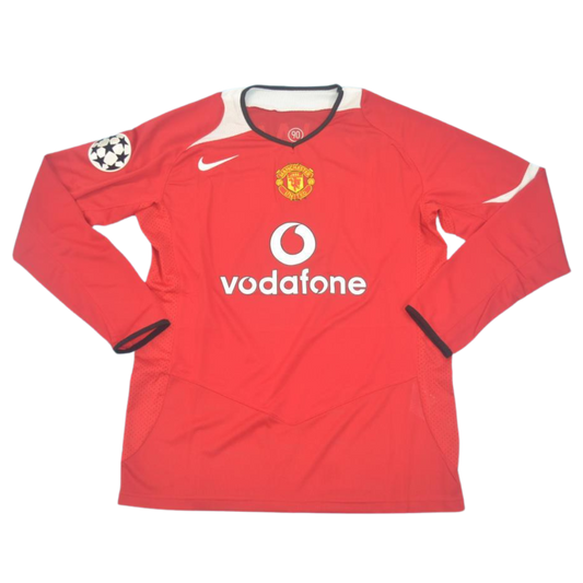 Camisa Manchester United Manga Longa Home 04/06 - Versão Retrô
