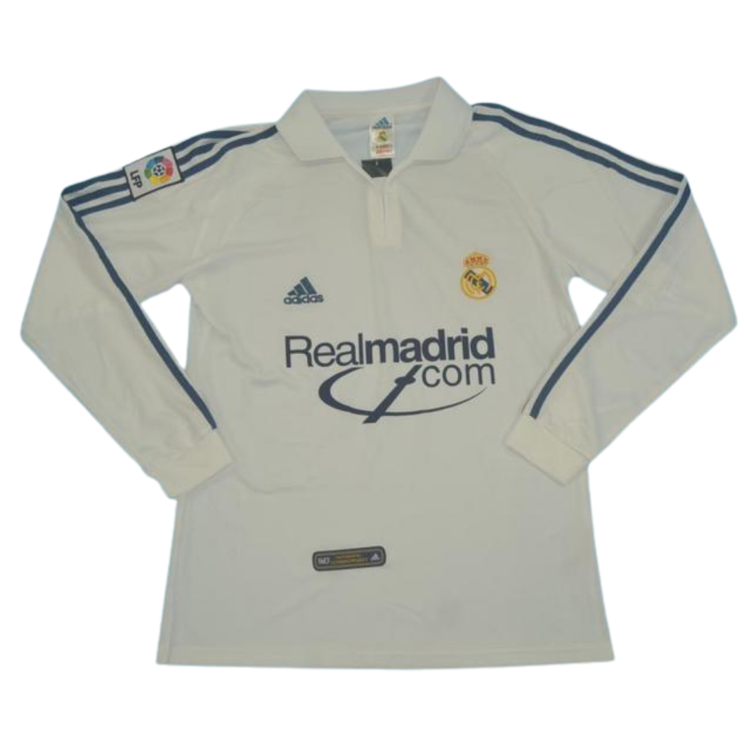 Camisa Real Madrid Manga Longa Home 01/02 - Versão Retrô