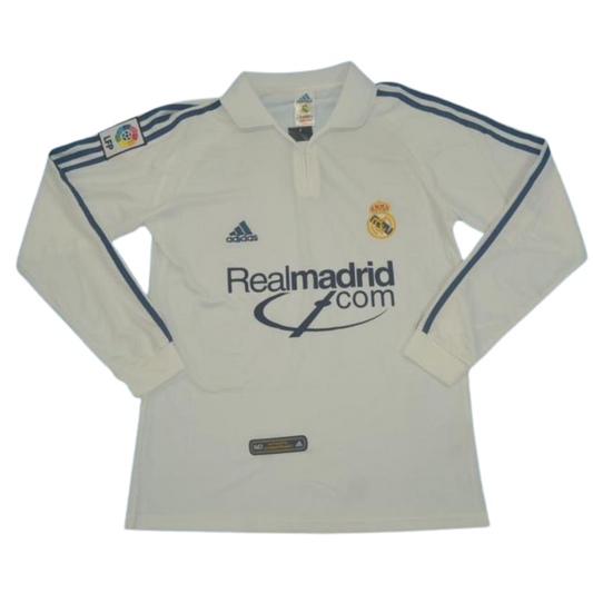 Camisa Real Madrid Manga Longa Home 01/02 - Versão Retrô