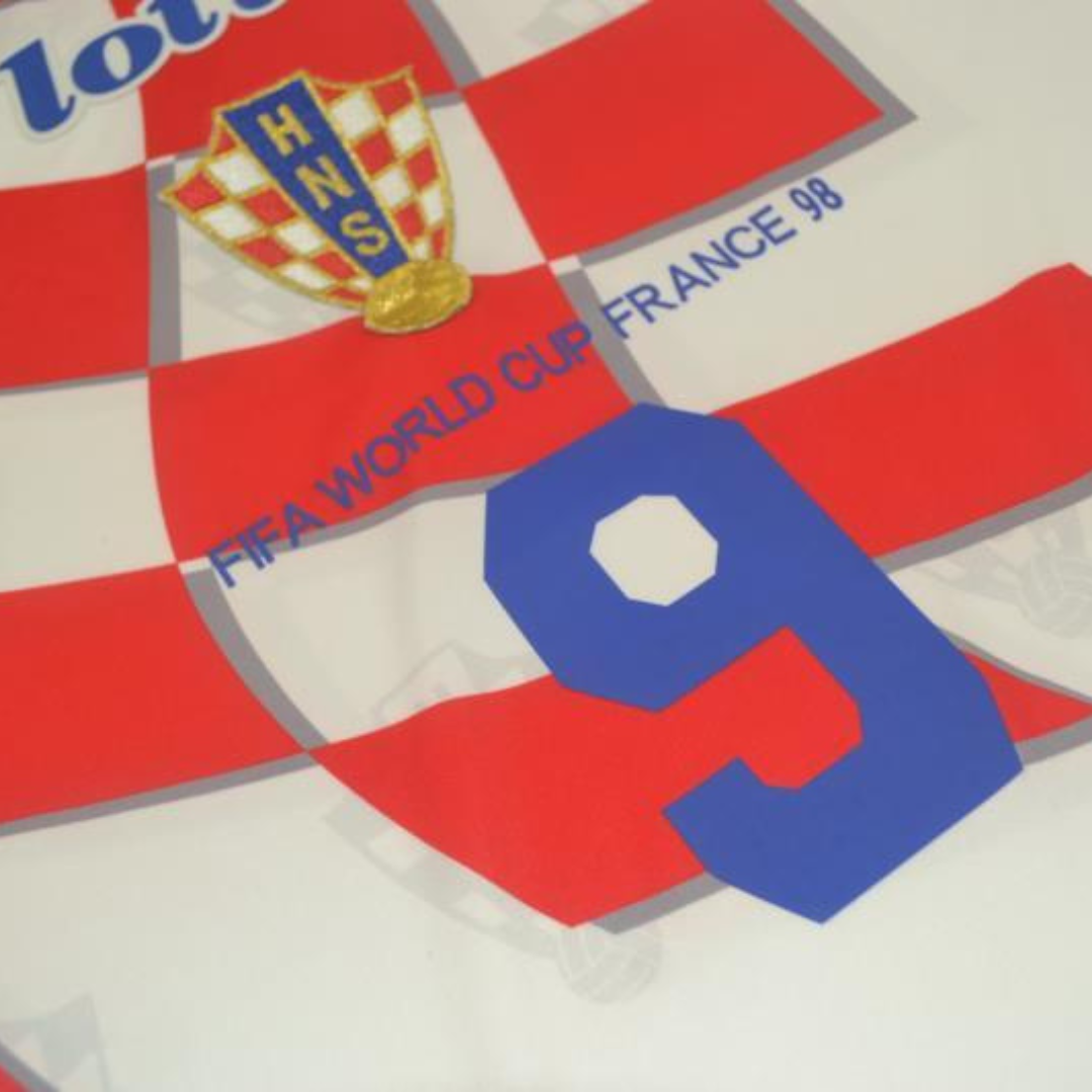 Camisa Retrô Croacia Home Copa do Mundo Versão 1998 "Šuker" N°9