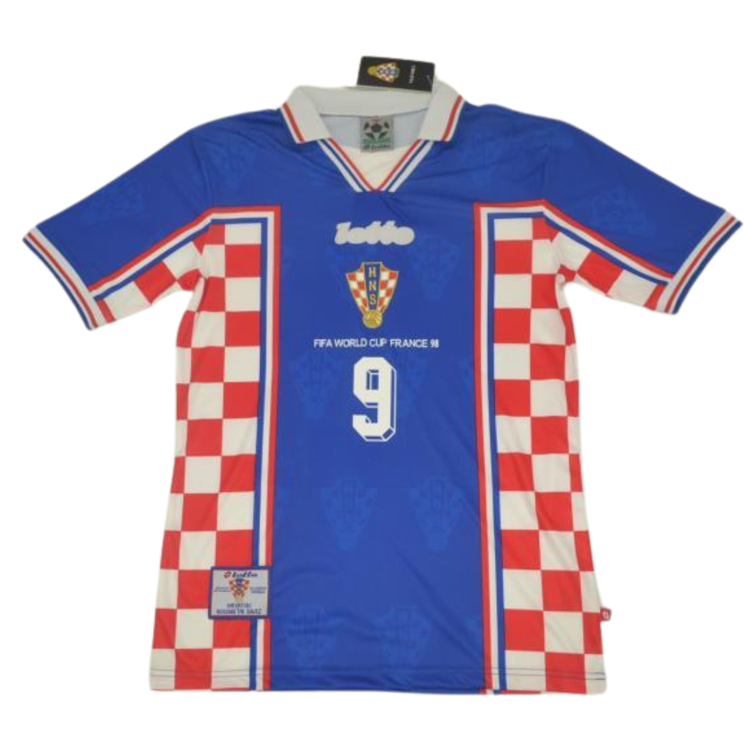 Camisa Retrô Croacia Away Copa do Mundo Versão 1998 "Šuker" N°9