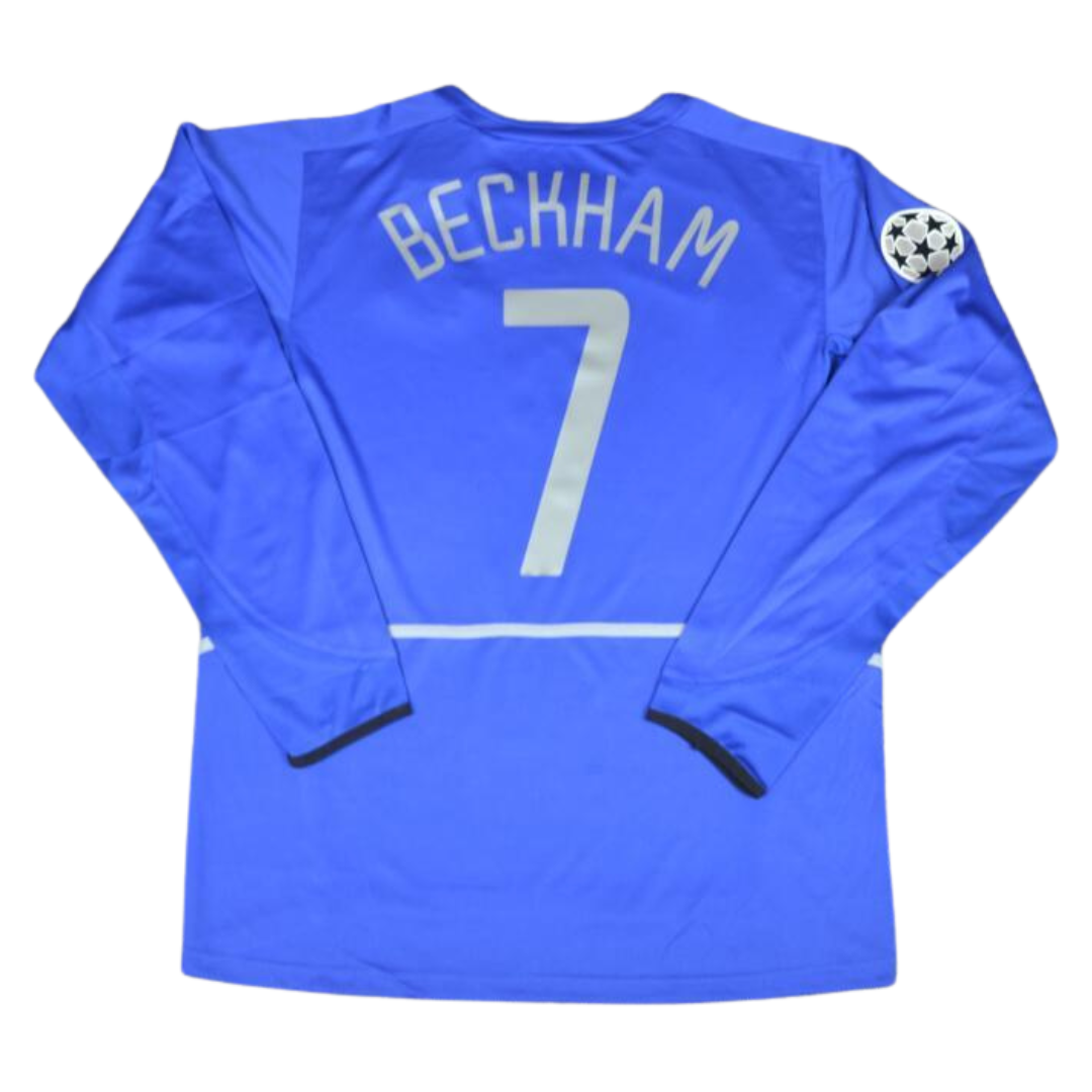 Camisa Manchester United Manga Longa 02/03 - Versão Retrô "Beckham" Nº 7
