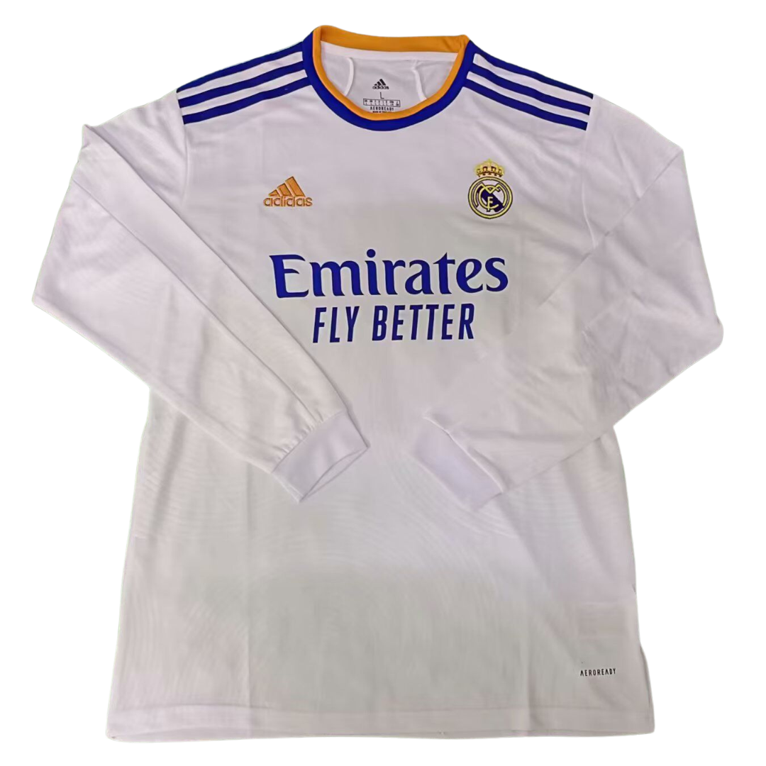 Camisa Real Madrid Manga Longa Home 21/22 - Versão Retrô