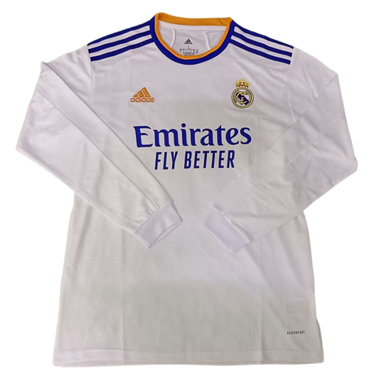 Camisa Real Madrid Manga Longa Home 21/22 - Versão Retrô