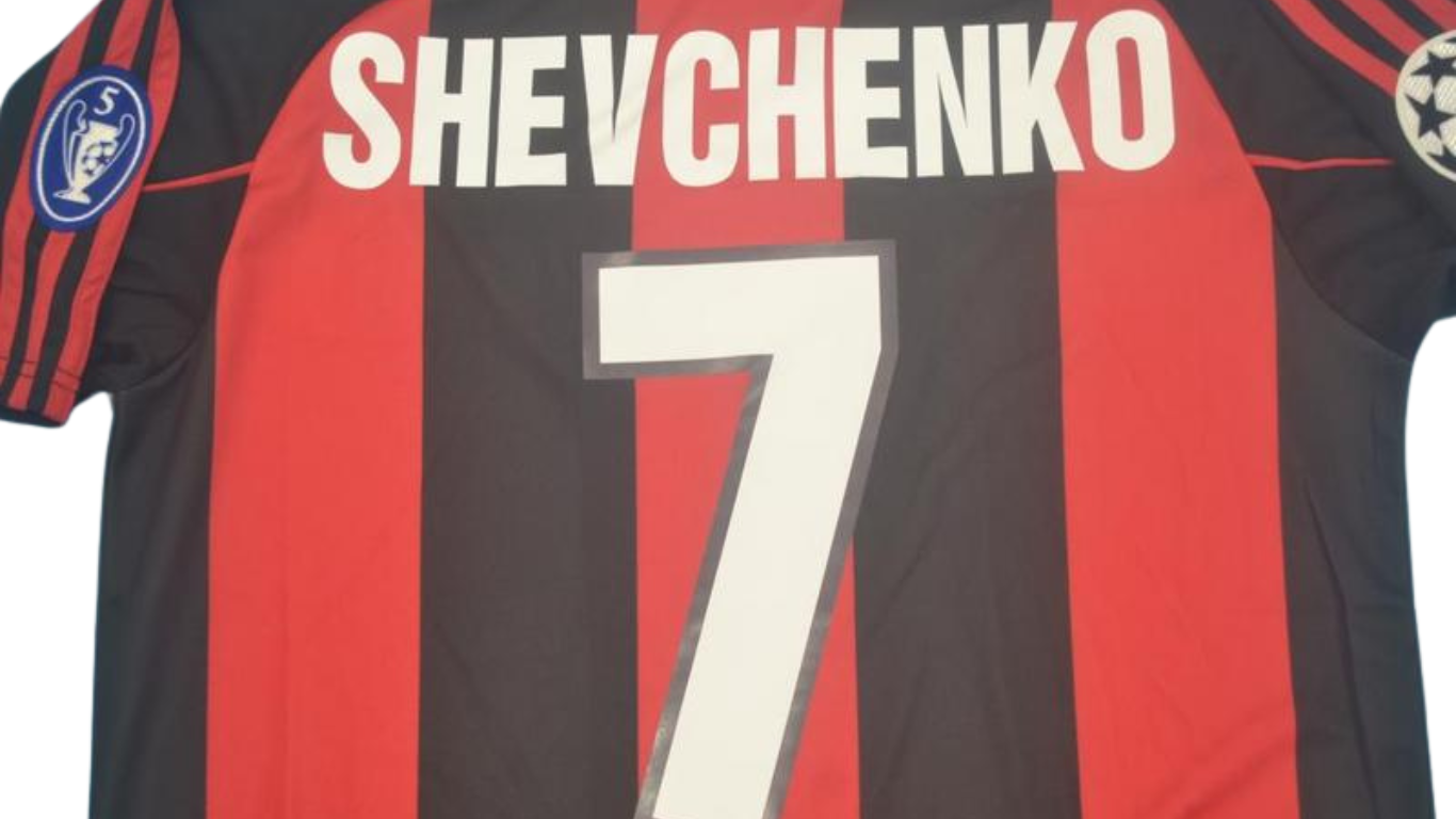 Camisa Retrô Milan Home UCL Versão 00/02 "Shevchenko" N°.7