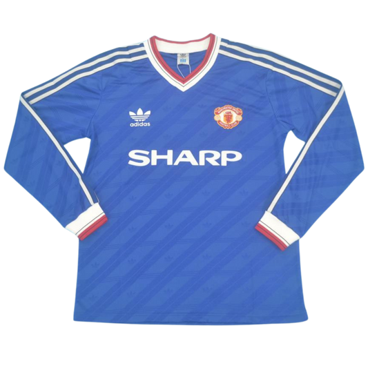 Camisa Manchester United Manga Longa Away 1986 - Versão Retrô
