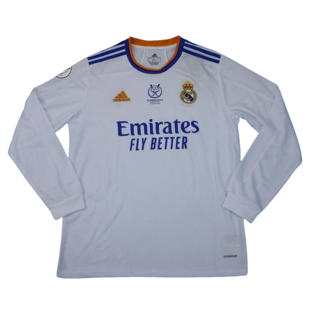Camisa Real Madrid Manga Longa Supercopa 21/22 - Versão Retrô