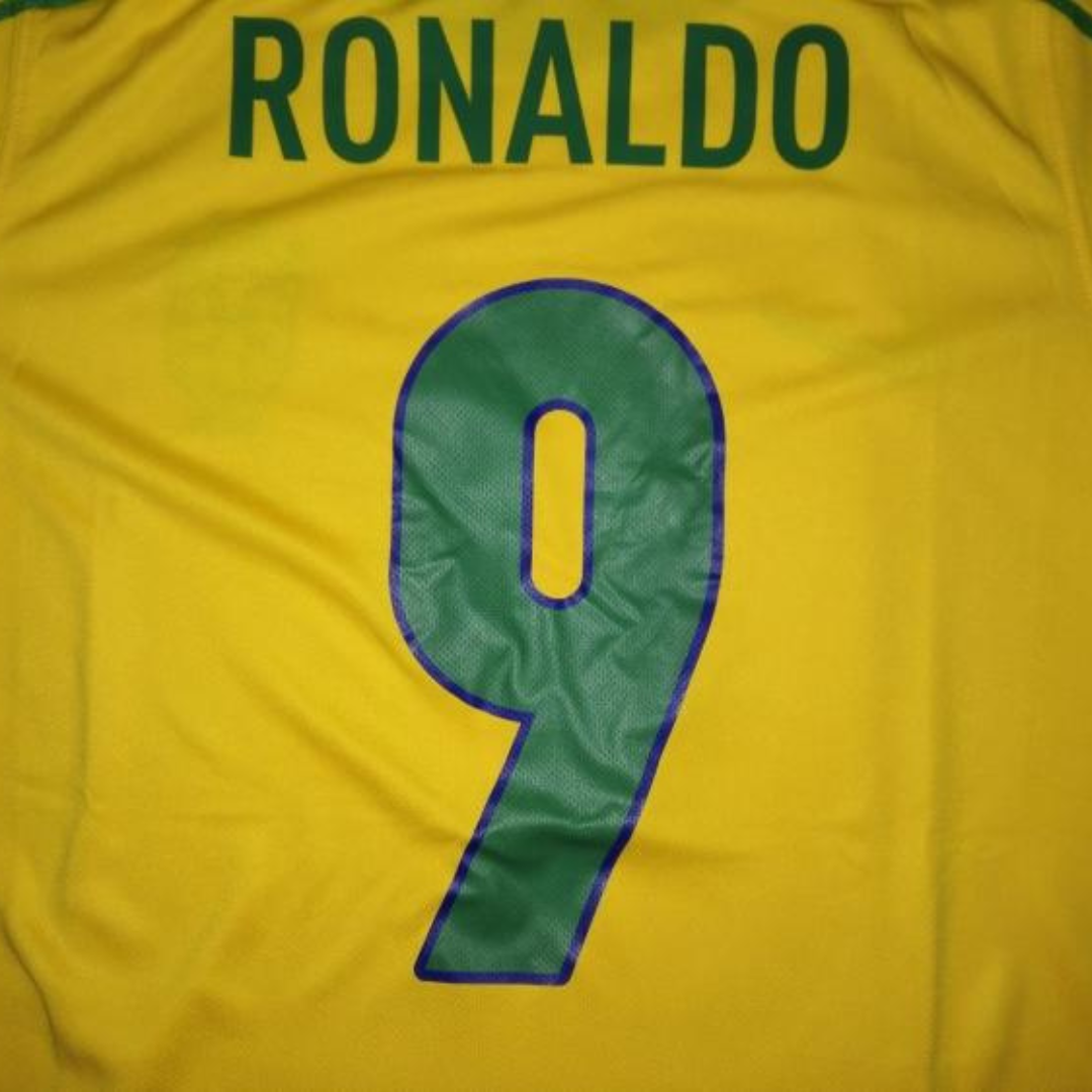 Camisa Retrô Brasil Home Copa do Mundo Finale Versão 1998 "Ronaldo" N°.9
