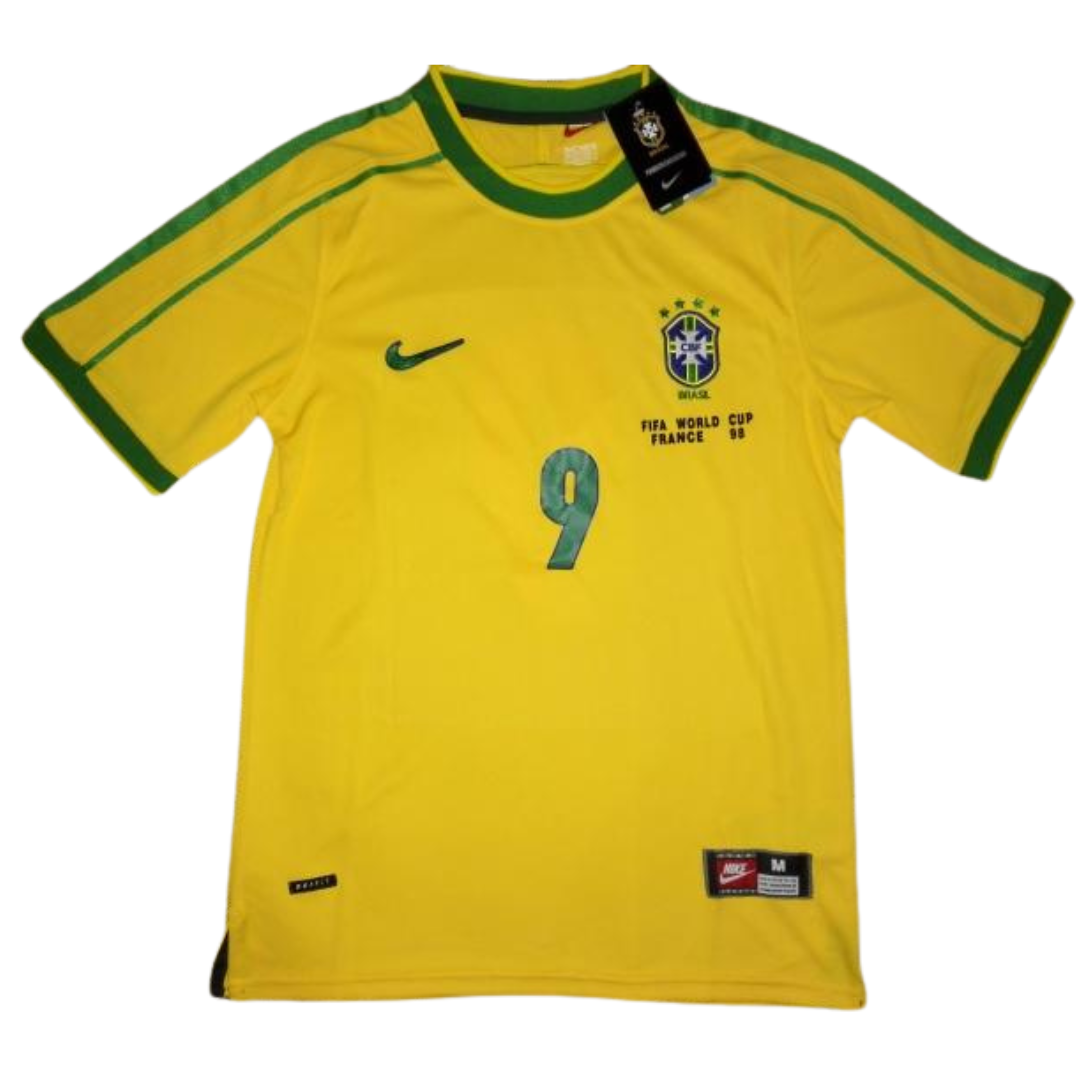 Camisa Retrô Brasil Home Copa do Mundo Finale Versão 1998 "Ronaldo" N°.9