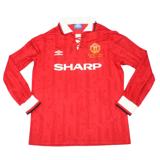Camisa Manchester United Manga Longa Home 92/94 - Versão Retrô