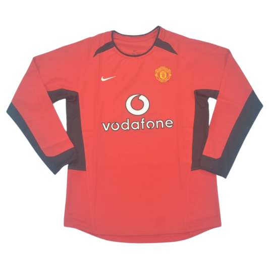 Camisa Manchester United Manga Longa Home 02/03 - Versão Retrô