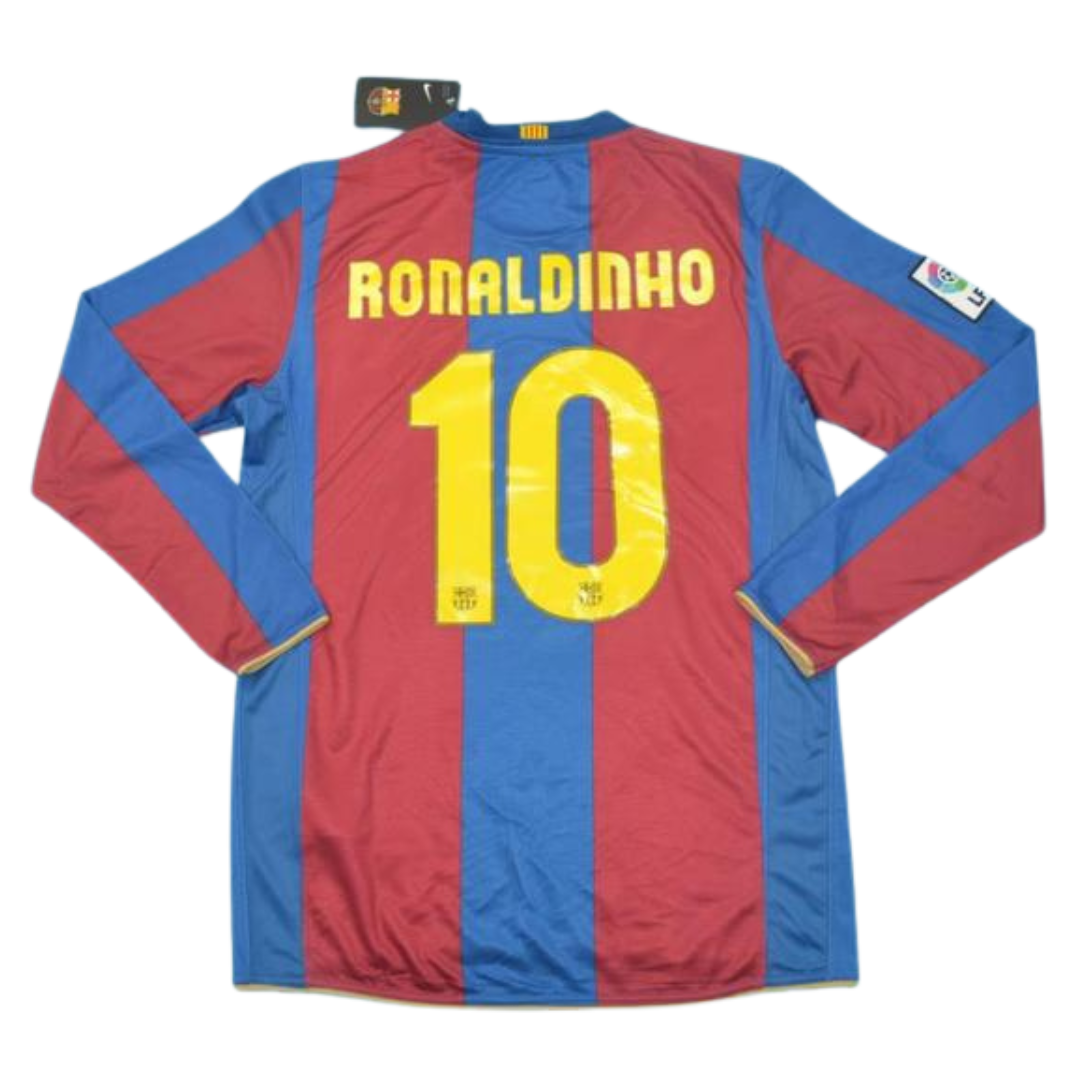 Camisa Barcelona Manga Longa 07/08 - Versão Retrô "Ronaldinho" Nº 10