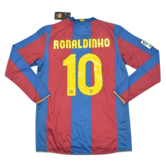 Camisa Barcelona Manga Longa 07/08 - Versão Retrô "Ronaldinho" Nº 10