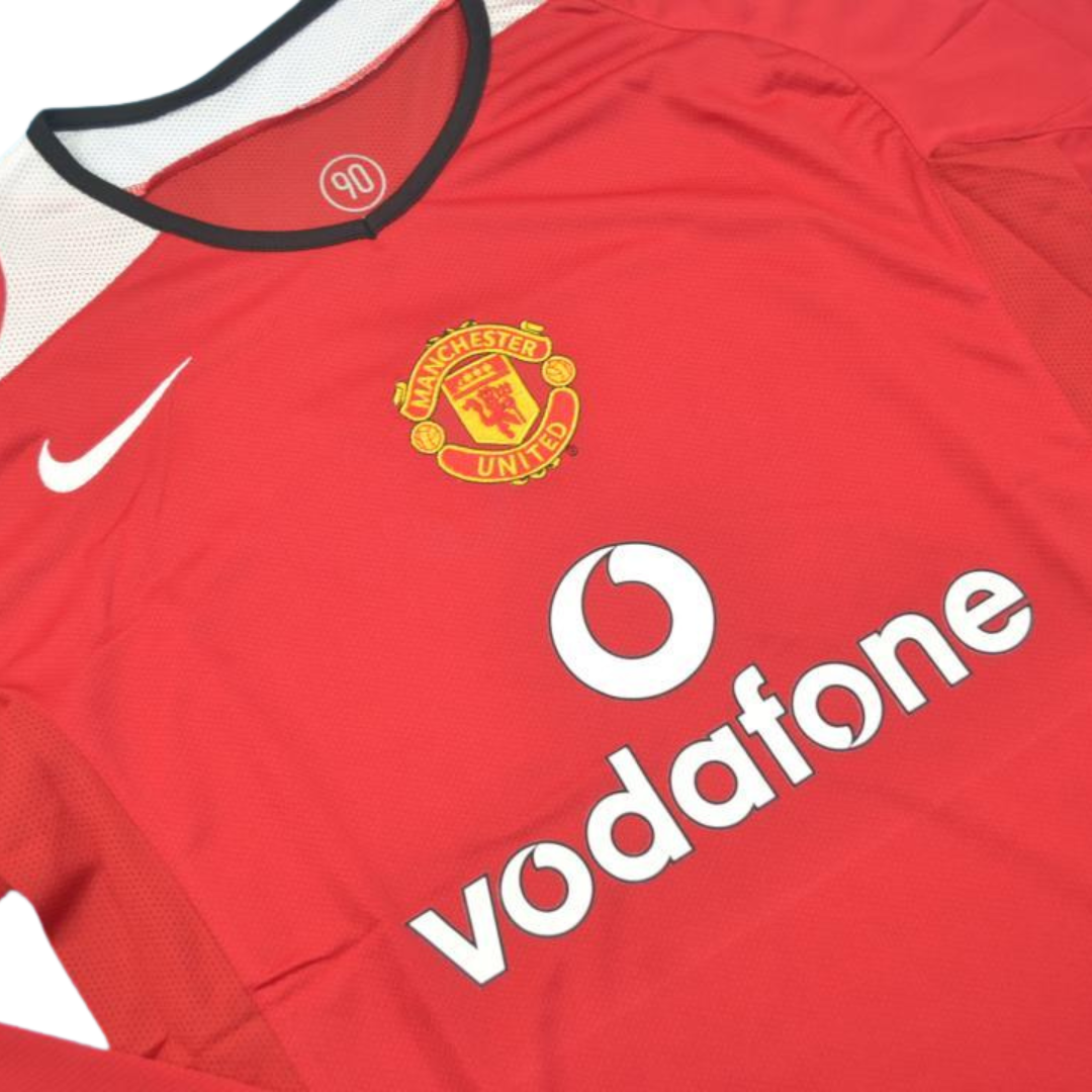 Camisa Manchester United Manga Longa Home 04/06 - Versão Retrô