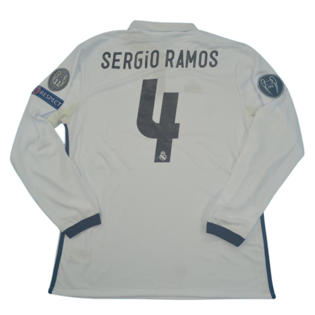Camisa Real Madrid Manga Longa 16/17 - Versão Retrô "Sergio Ramos" Nº 4
