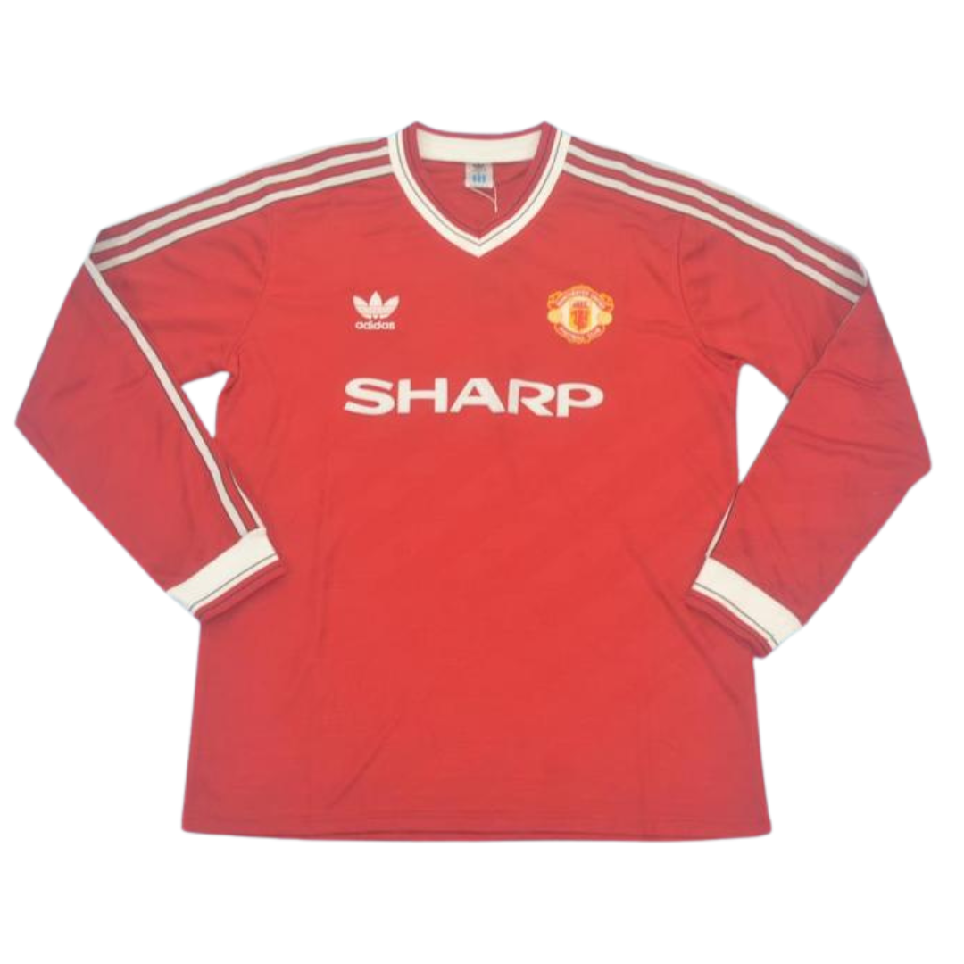 Camisa Manchester United Manga Longa Home 1986 - Versão Retrô