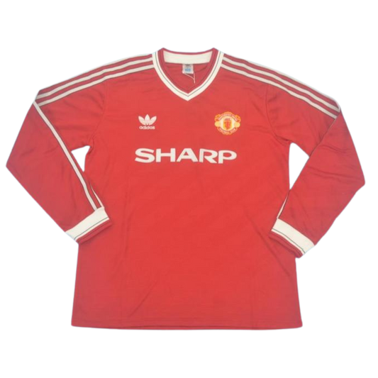 Camisa Manchester United Manga Longa Home 1986 - Versão Retrô
