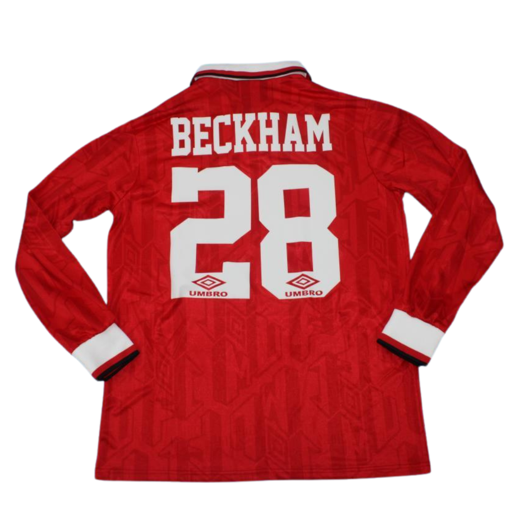 Camisa Manchester United Manga Longa 93/94 - Versão Retrô "Beckham" Nº 28