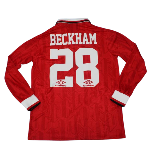 Camisa Manchester United Manga Longa 93/94 - Versão Retrô "Beckham" Nº 28