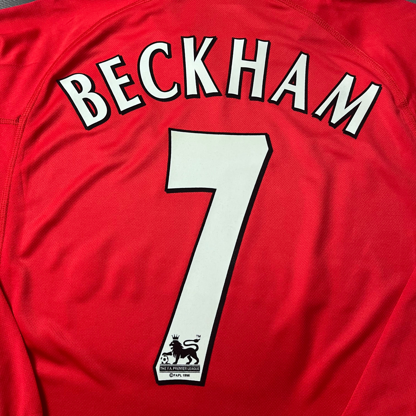 Camisa Manchester United Manga Longa 00/02 - Versão Retrô "Beckham" Nº 7